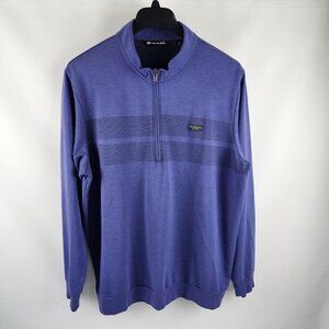 Travis Mathew Shirt Mens XXL Purple Open to Close Upgraded 1/4 Zip L/S Logo